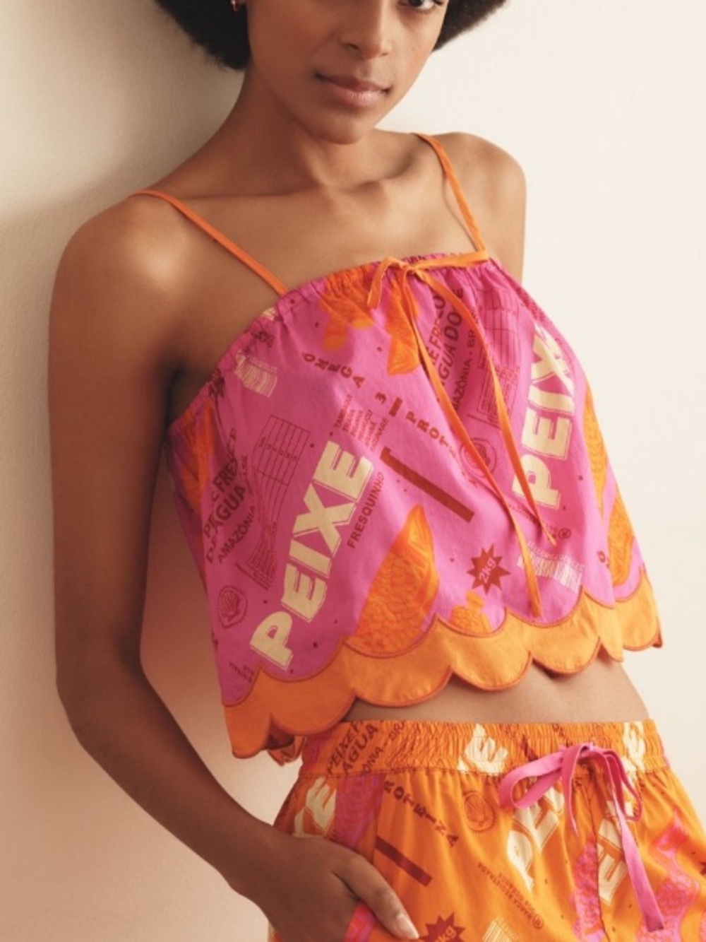 Farm Rio x Anthropologie Printed Scallop-Hem Swing Cami. Size M. MSRP $98